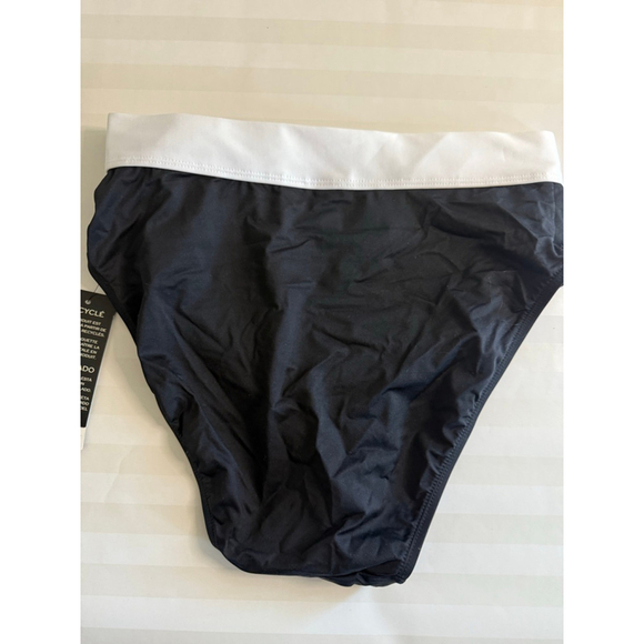 Ralph Lauren High-Waist Bikini Bottom Black White Trim Size 4 NWT $70 MSRP - Picture 2 of 5